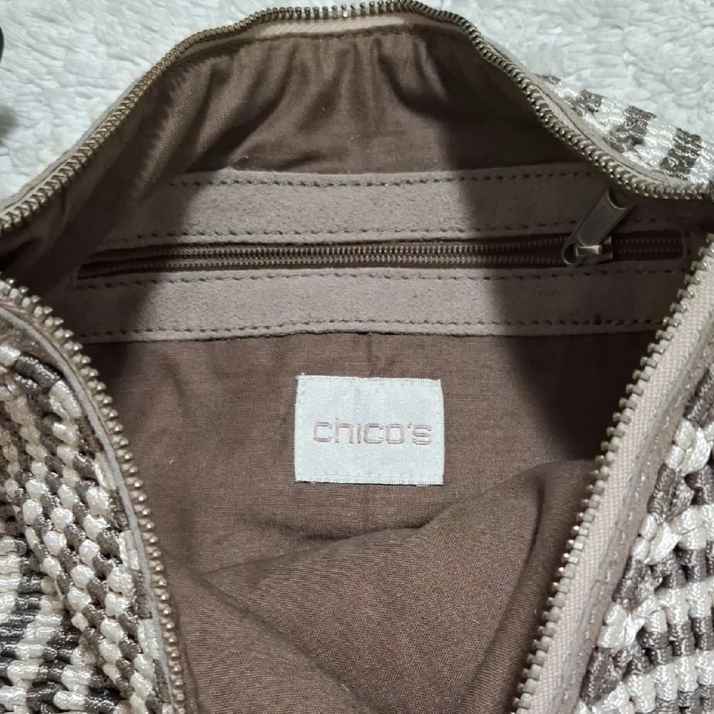 Chico's Woven Beige and Cream Clutch